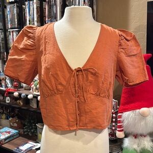 Levi’s Women's Puff Sleeve Tie-Front Top - Orange